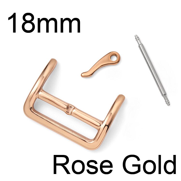 Stainless Steel Watch Strap Buckle 16mm 18mm 20mm 22mm 316L Glossy Polish Replacement Watchband Clasp Band Repair Tool Part: 18mm Rose Gold