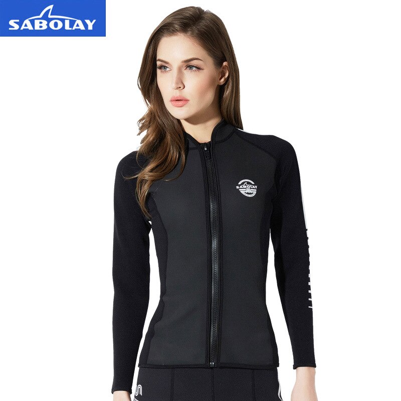 SBOLAY 2MM SCR Neoprene Wetsuit Jacket Men Womens Scuba Diving Wet Suit Top Front Zipper Swimming Snorkeling Warm Long Pants