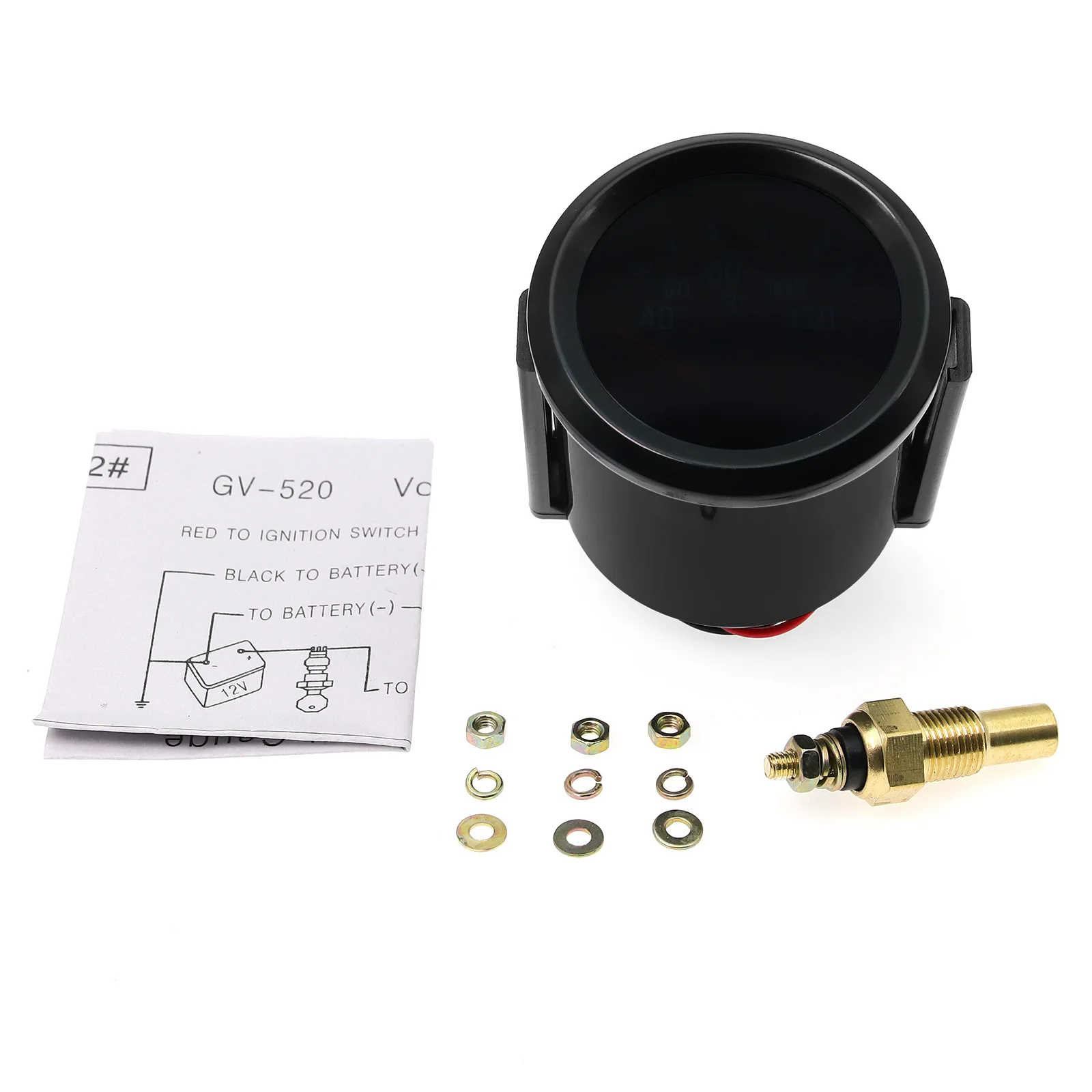 52Mm Auto Meter Rook Len Rode Wijzer Toerenteller Rpm Turbo Boost Meter Watertemp Meter Oliedrukmeter Vacuümmeter