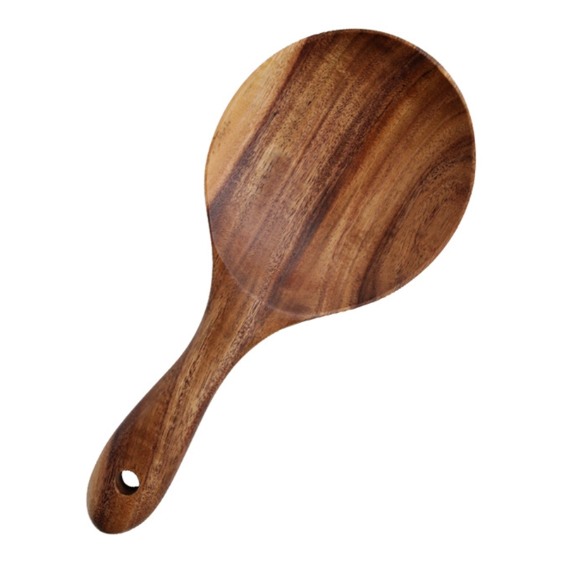 Natural Wooden Rice Paddle Spoon Non-stick Rice Scooper Food Serving Spoons Kitchen Utensils for Potato Salads