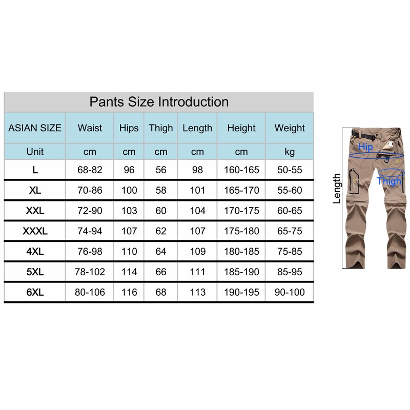 TRVLWEGO Outdoor Men's Detachable Hiking Pants Quick Dry Breathable Summer Camping Trekking Fishing Waterproof Sport Trousers