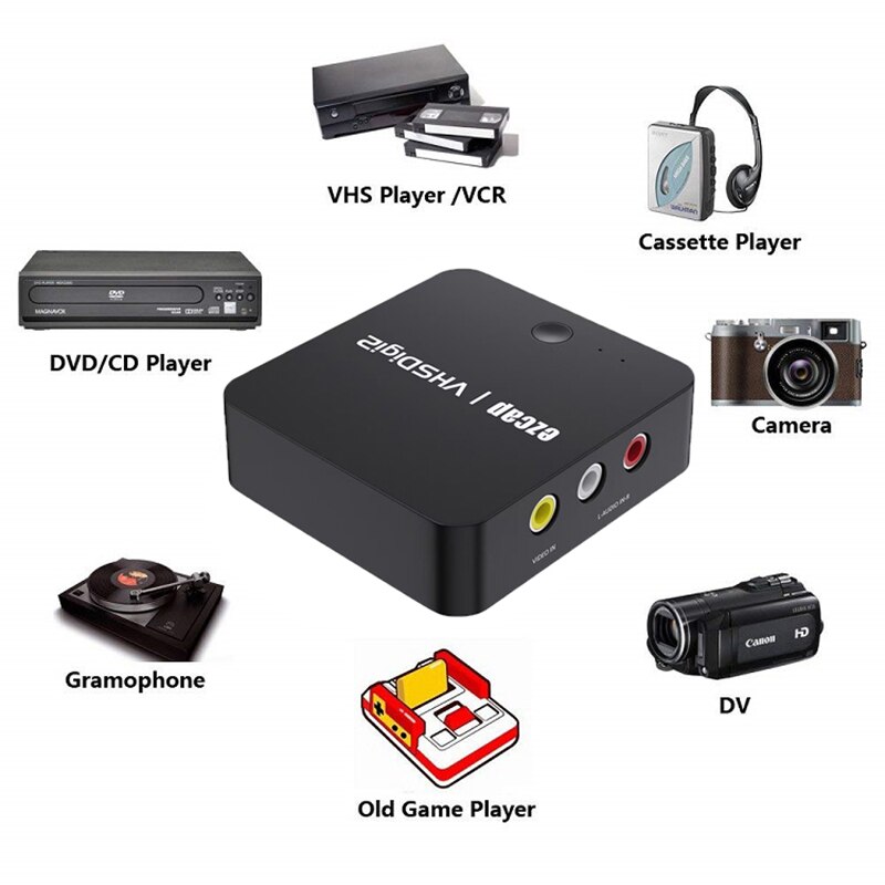 Ezcap 272 analog videooptager av capture video bånd overførsler til digitalt format vhs til digital converter til til  hi8, dvd, vcr