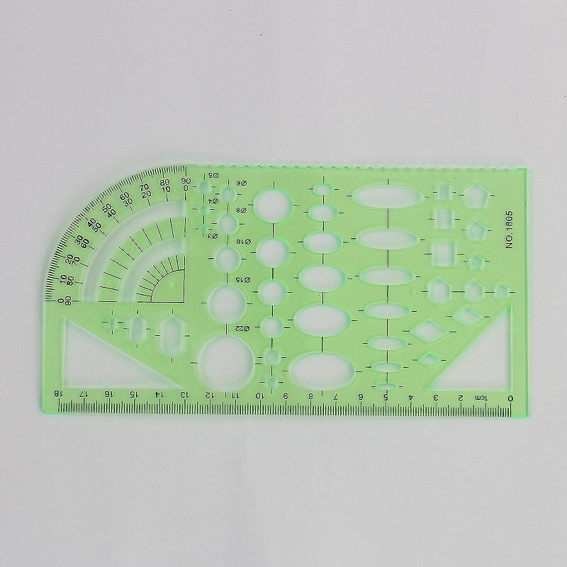 1 pcs Geometry Template Ruler Stencil Drawing Measuring Tool Green Plastic Student Lab Stationery Ruler School Supplies: 1805