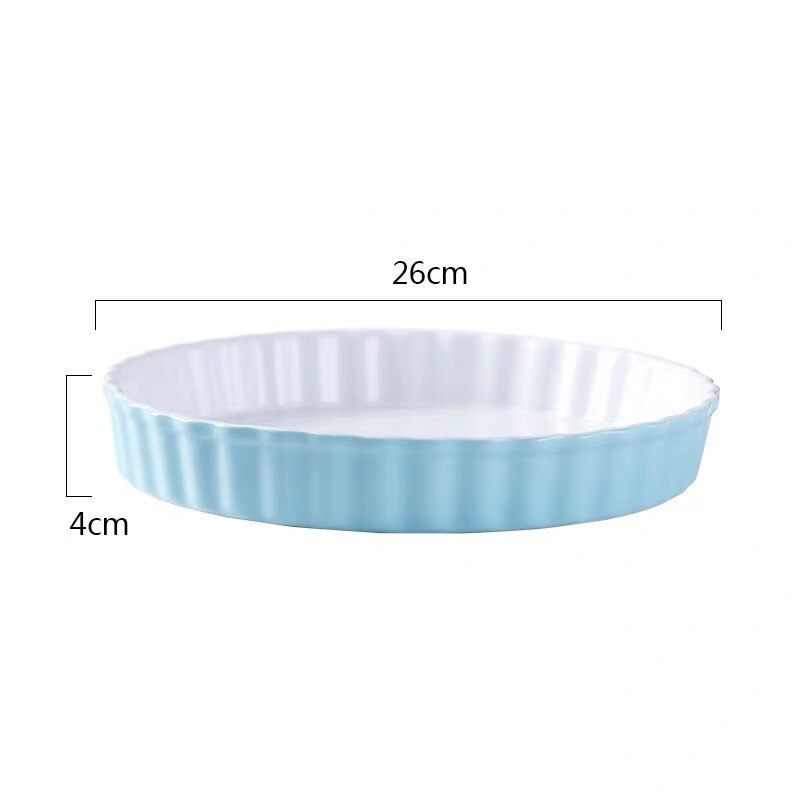 Molde de cerâmica redondo para forno, ferramenta de cozimento para bolo, bandeja, itens de cozinha para bolo: 10 inch blue