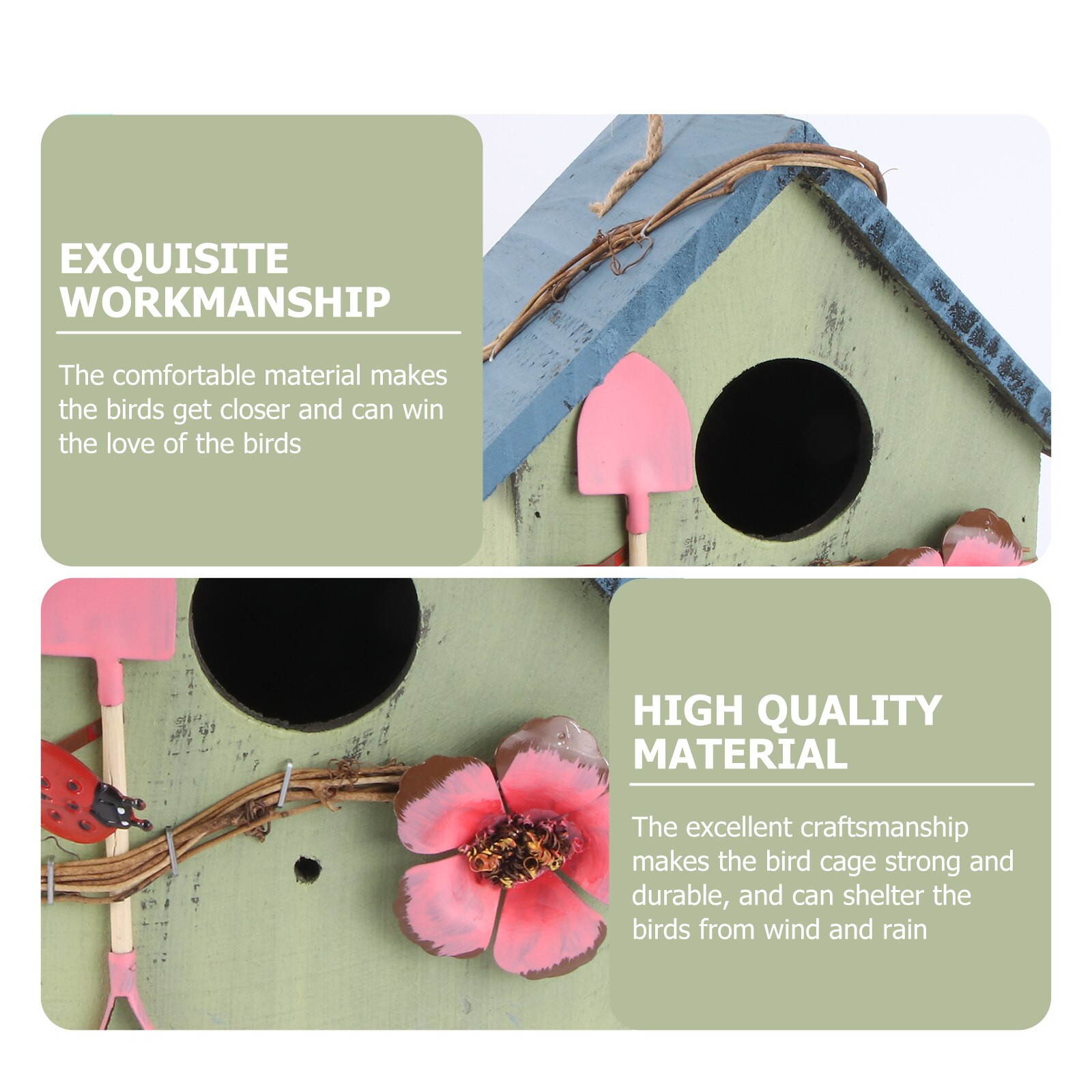 1Pc Wood Bird Nest Outdoor Wood Hanging Bird House Garden Hanging Bird Nest