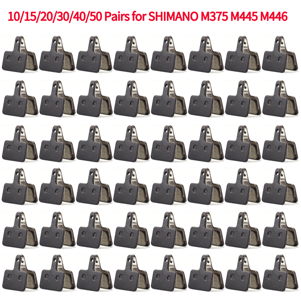 Pastillas de freno de disco para bicicleta de montaña, piezas de resina semimetálicas para SHIMANO M375 M445 M446, 10/15/20/30/40/50 pares