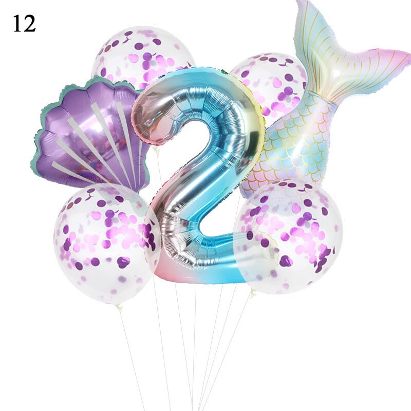 Birthday Party Balloon Decoration Mermaid Birthday Party Decor Number Balloon Decortion For Kids Little Mermaid Party Balloon: 12