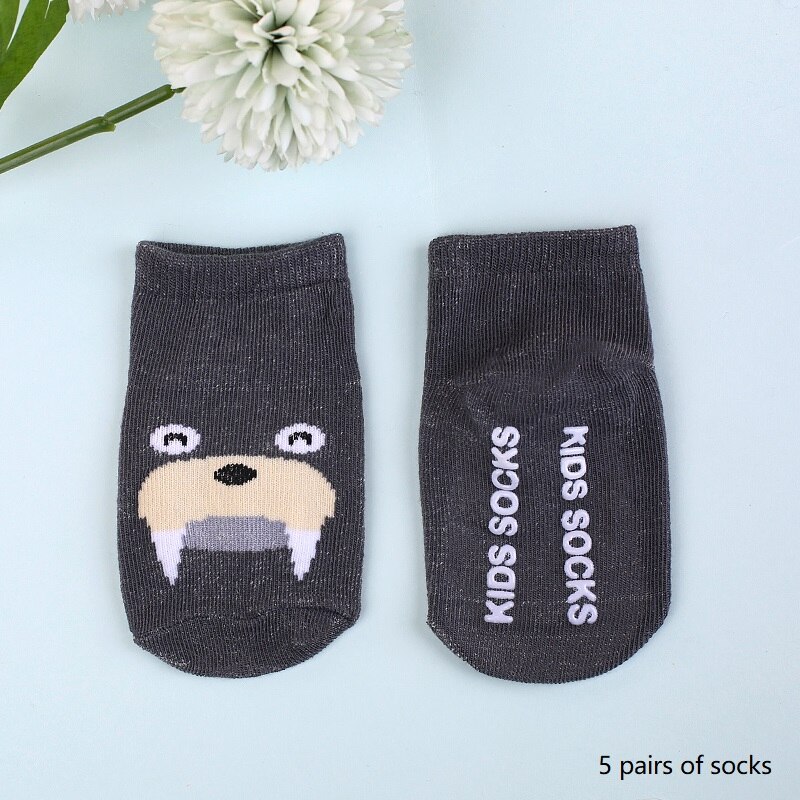 Calcetines antideslizantes de algodón para niños y niñas, medias cómodas de tubo suave, de 0 a 1 años,: grey