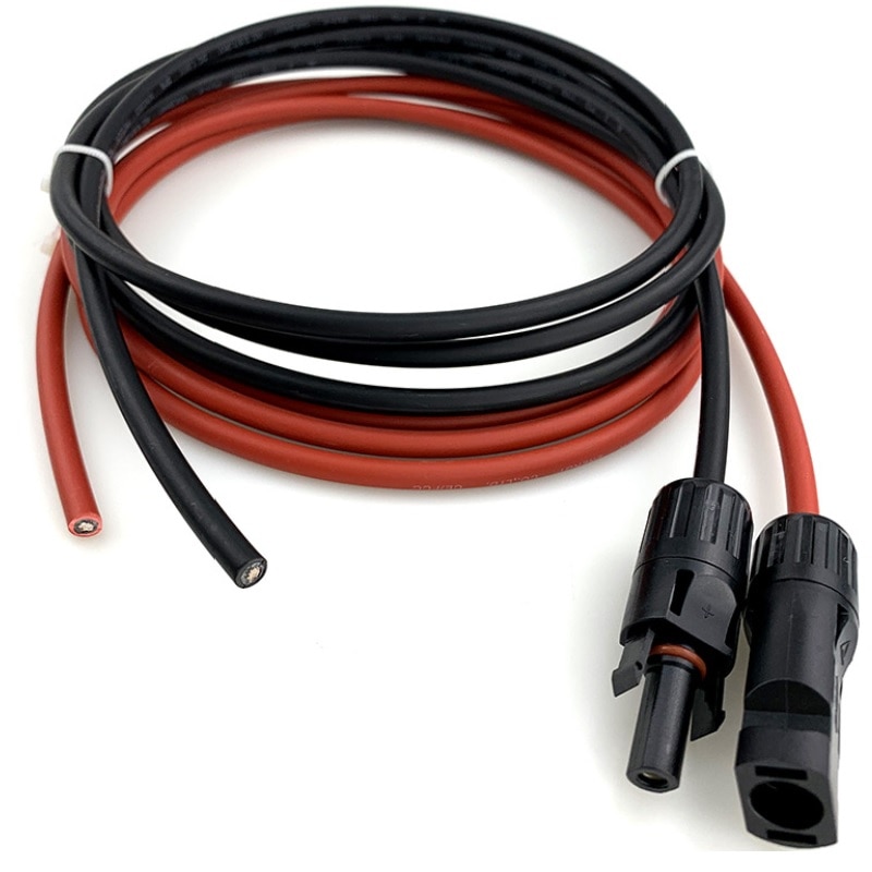 Solar Cable 10AWG 6mm² Solar panel Wire 20 Feet Red + 20 Feet Black with Male and Female Connector