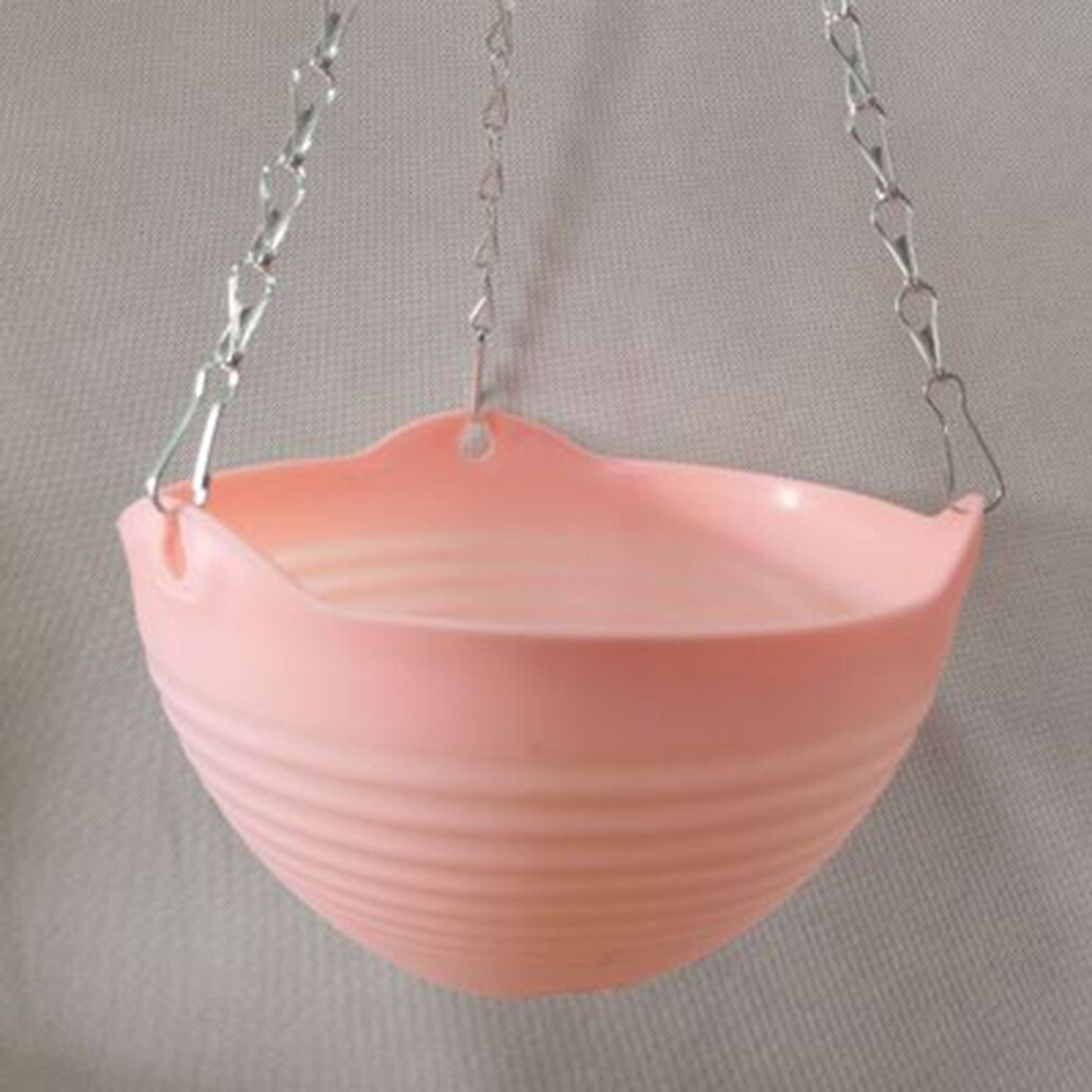 Plastic Hanging-Basket Flower Pot with Chain Home Garden Balcony Macrame Plant Hanger Planters Decor SMD66: Pink