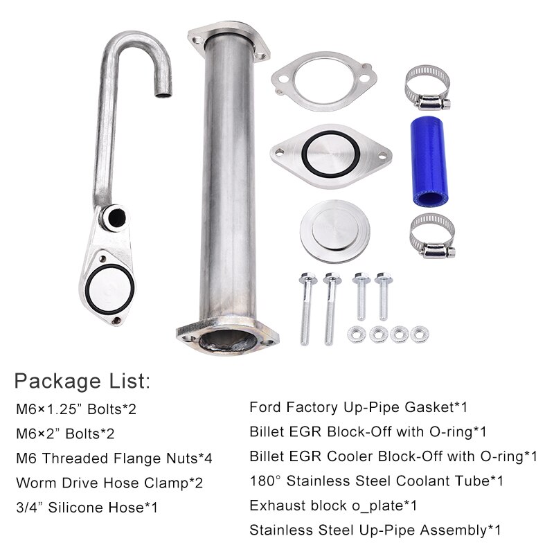 SPEEDWOW EGR Valve Pipe Kit EGR Bypass &amp; Delete Kit Auto Kit For Ford F250 F350 F450 03-05 6.0L Powerstroke Diesel Turbo