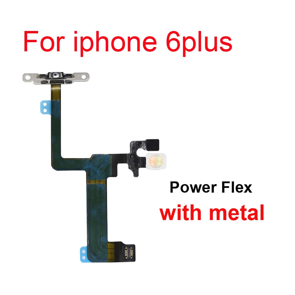 1 stk power flex med metalholder til iphone 5 5s 6 6s 7 8 plus mute switch strømstyrkeknap flex kabel: For 6 plus strøm