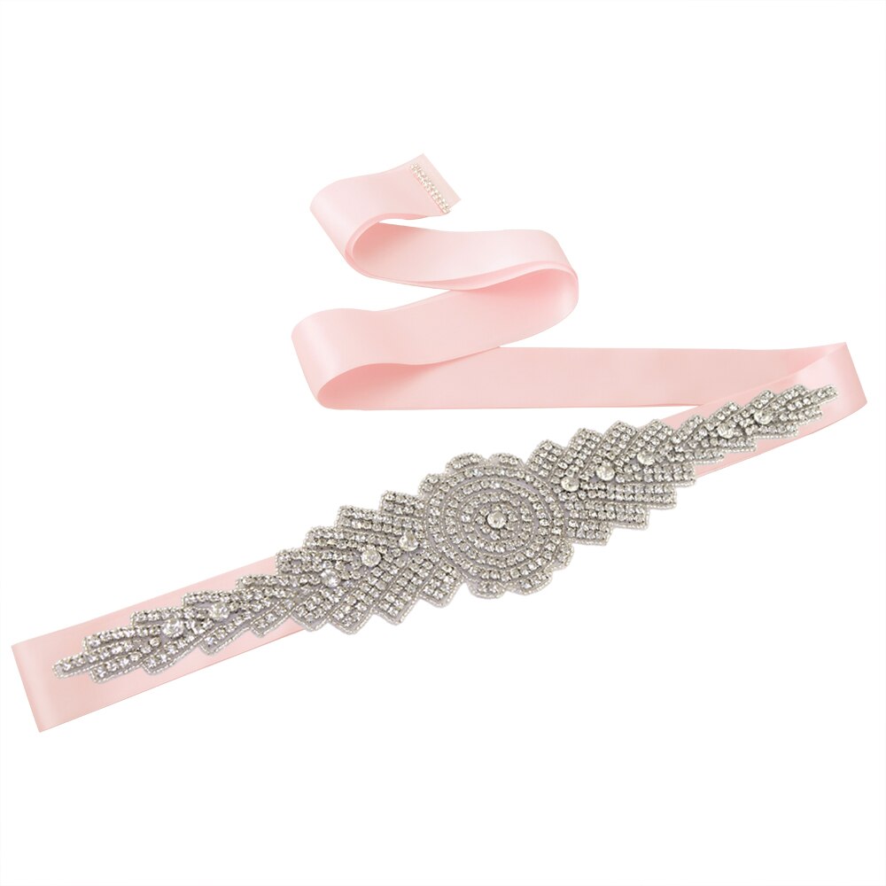 ZMS23 Wedding Dress Ivory Bride's Accessories Belt Bridemaid Brides Dresses Glitter Bridal Diamond Sash Women's Belts: pink