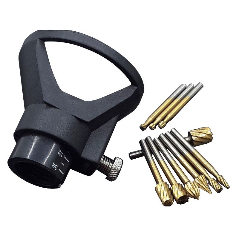 10 stuks titanium frees roterende vijl houtsnijwerk snijmes gereedschap accessoires + locator gelegen hoorn