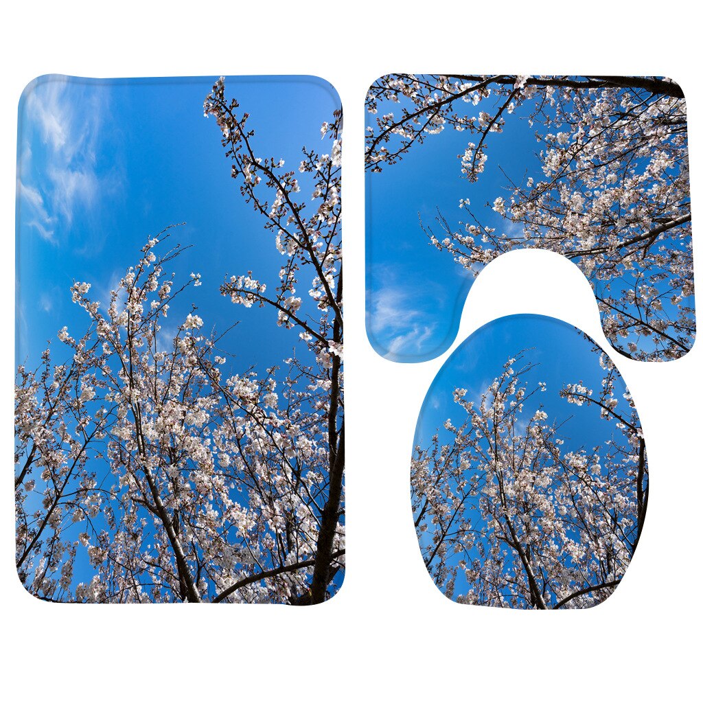 3 Pcs Bath Mat Set Rose Pattern Toilet Mat for Three Sets of Bath Mat Anti Slip Bathroom Rugs and Carpets: 003