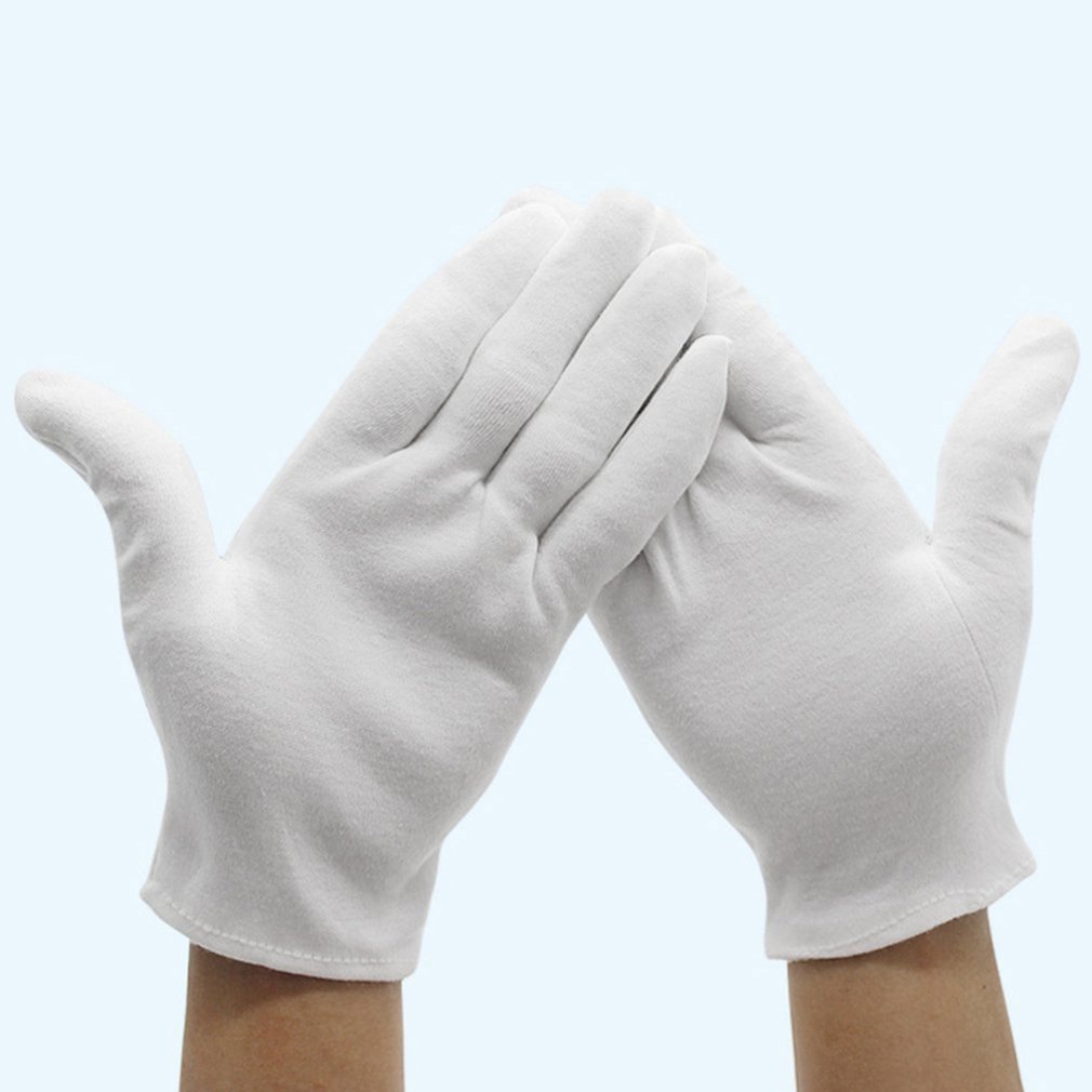 6 paar witte inspectiehandschoenen, katoenen werkhandschoenen, lichtgewicht handschoenen voor sieraden, geschikt voor mannen en vrouwen, maat l