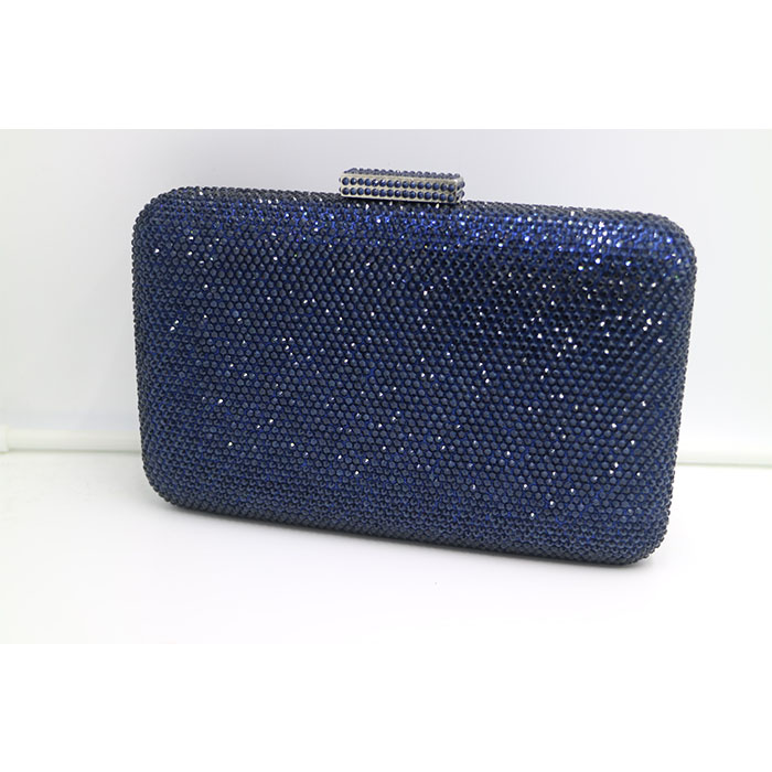 Bolso de mano cuadrado de para mujer, bolsa de noche con cristales azul marino, a juego y de noche para zapatos, boda, graduación: Navy