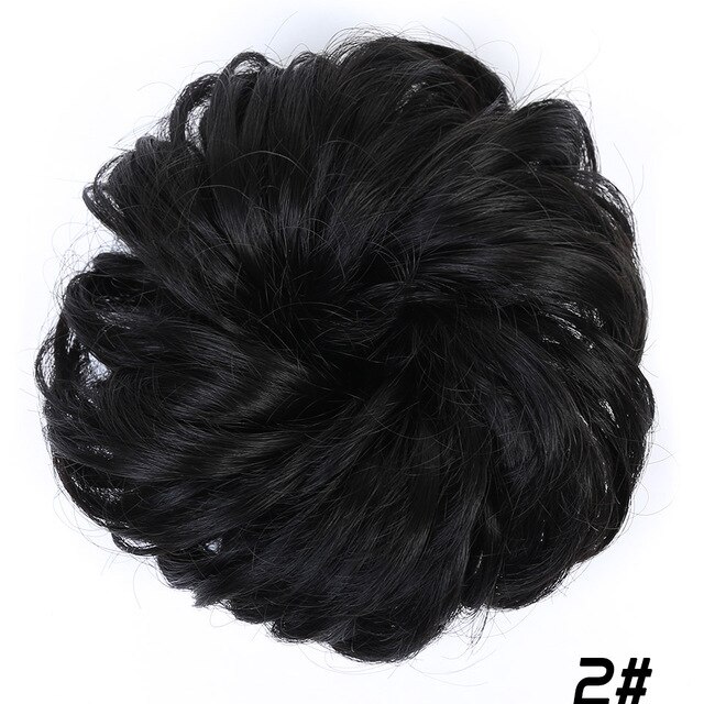 LVHAN rizos resistentes al calor colores de pelo sintético mujeres updo con tira de goma piezas de pelo moño sintético para blanco: FQ01-2