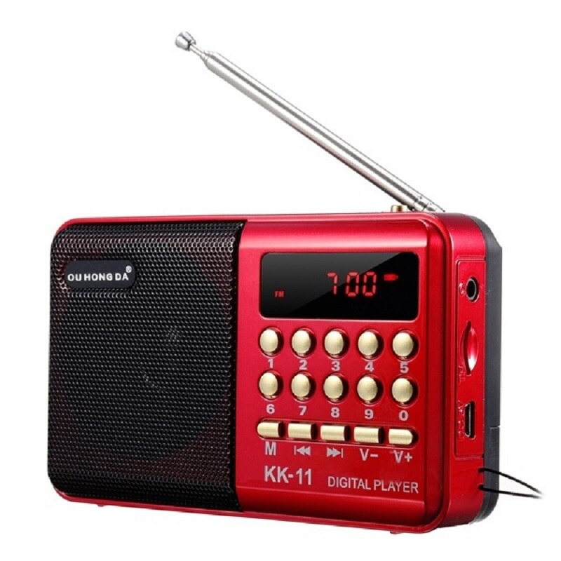 K11 FM Radio Rechargeable Mini Portable Stereo Receiver Handheld Digital FM USB Insert TF MP3 Player Speaker Home Dab Radio