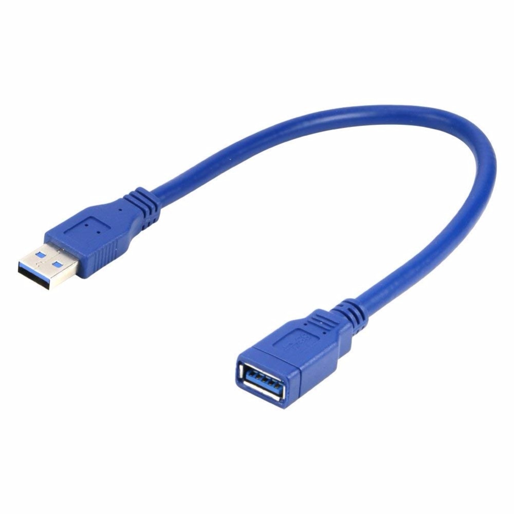 Short USB 3.0 Type A Male to Female Extension Cable Cord in Blue