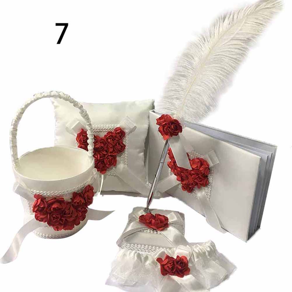 1Set Wedding Guest Book Pen Pillow Flower Basket Set Boite Carte Mariage Wedding Engagement Party Decoration: 7