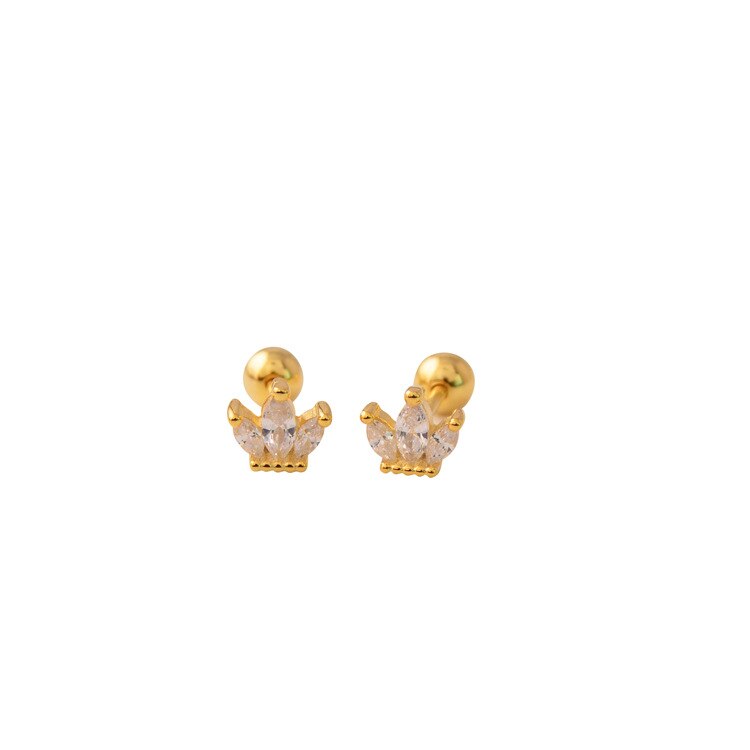 925 sterling silver earrings zircon mini crown screw stud earring ear bone nails wild trend woman girl ear jewelry: 1pair gold style5