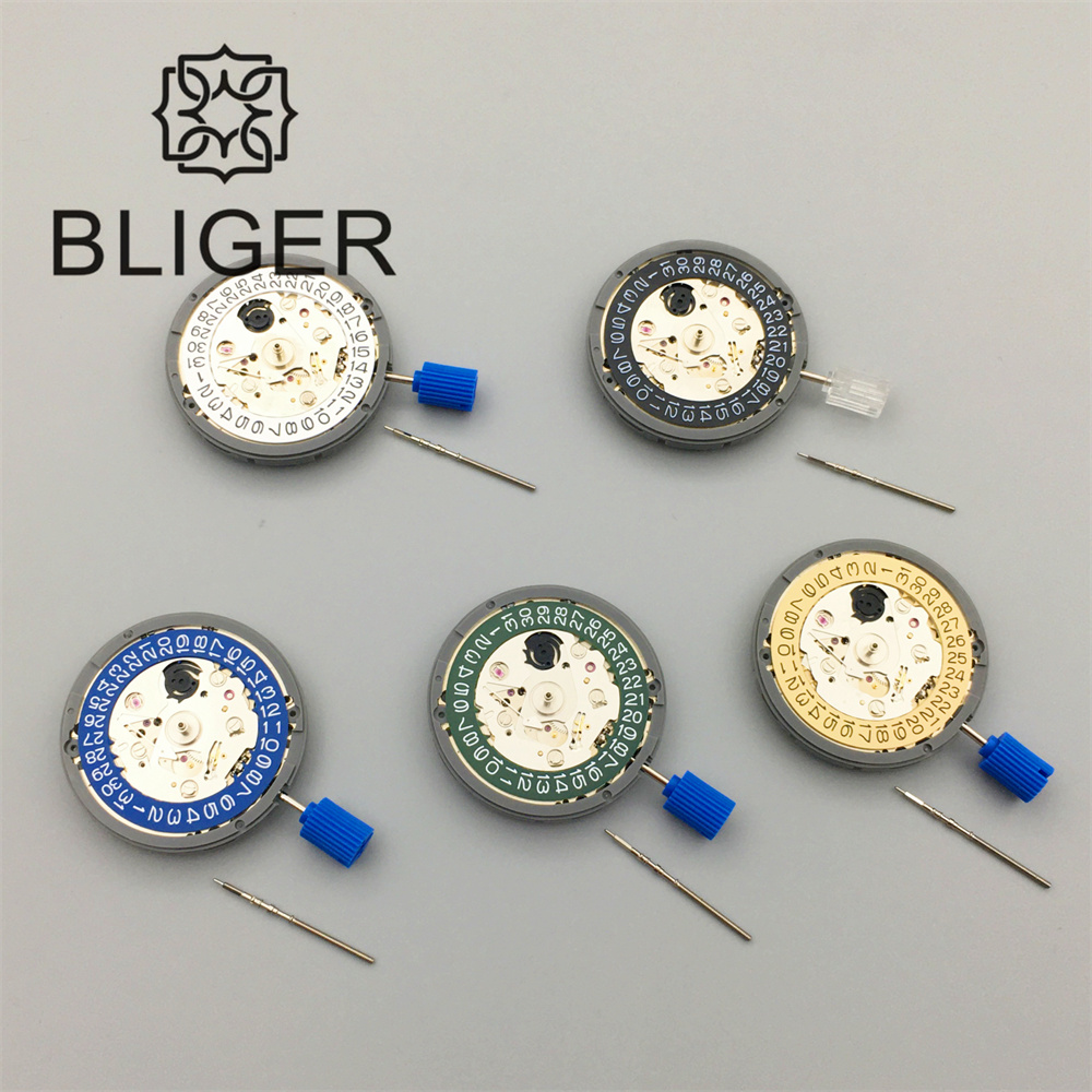 BLIGER-Montre mécanique automatique pour homme, mouvement de la couronne NH35A, réglage de la date en or, haute précision, noir, bleu, blanc, vert, 3,0, 3,8