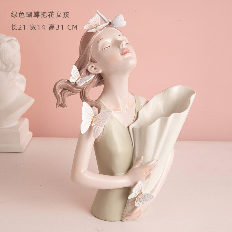 Vase de fleurs artificielles modernes, sculpture de papillon fille, ornements en résine pour la maison, Vases de décoration de maison chauds: B1