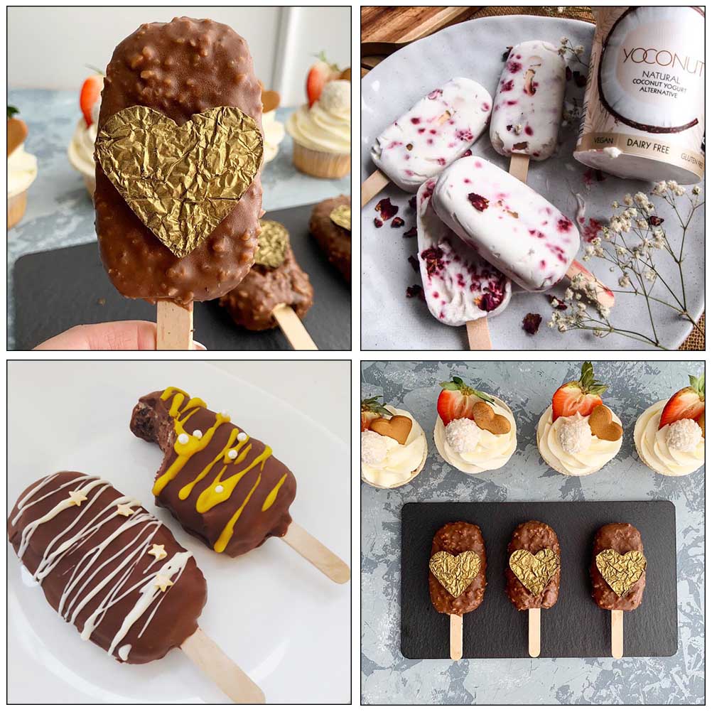 2Pcs Cavities Ice Cream Mold Makers Silicone Freezer Ice Cream Mold Ice Cube Moulds Juice Popsicle Molds Dessert Molds Tray