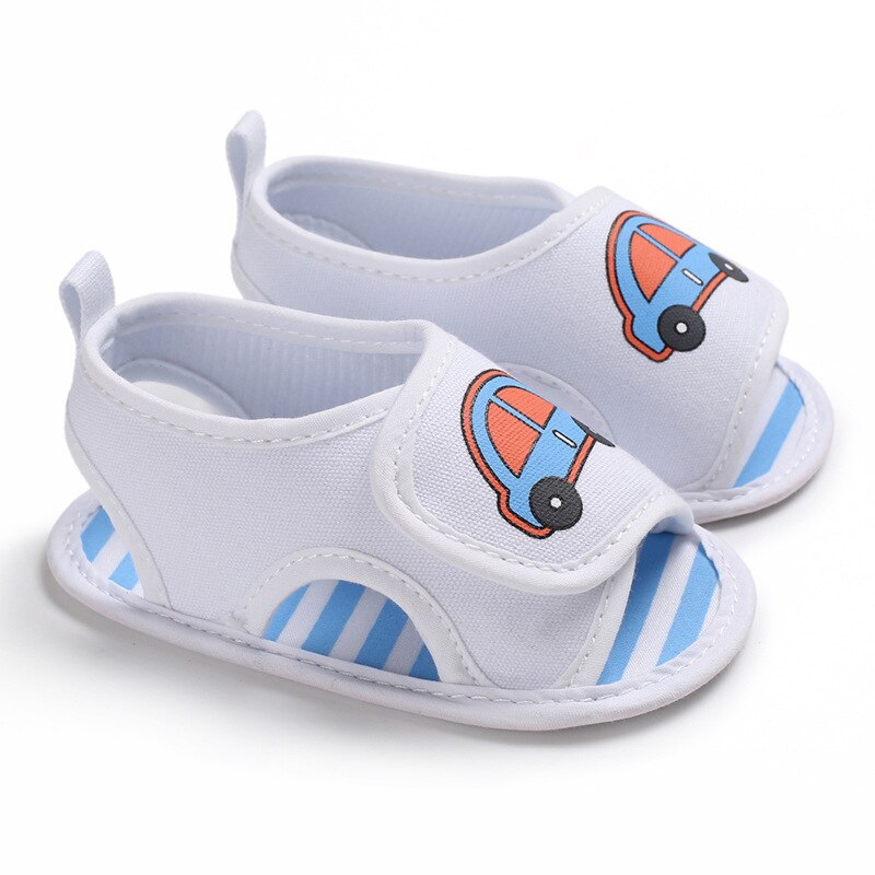 Silicone Car Children Shoes Summer Canvas Unisex Low Tube Toddler Shoes Baby Sandals Newborn Boy for 1-4 Years Old: White / 13