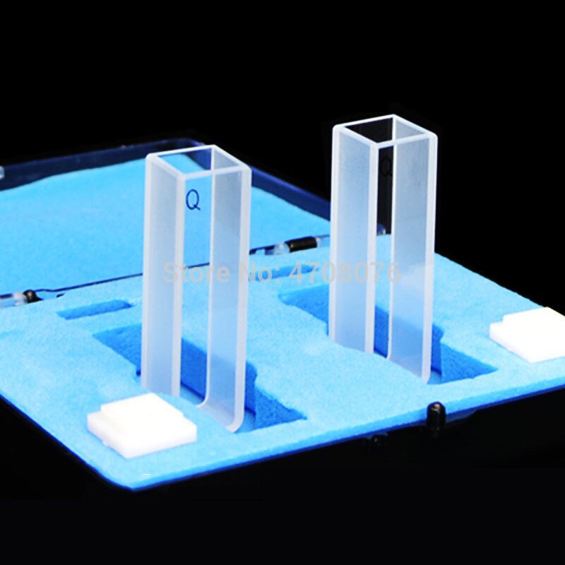 Afgedekte Quartz Glas Cuvette Mobiele voor chemische spectrum Silica cuvette met cover Spectrale analyze instrument 5mm lijm 2 stks/pak