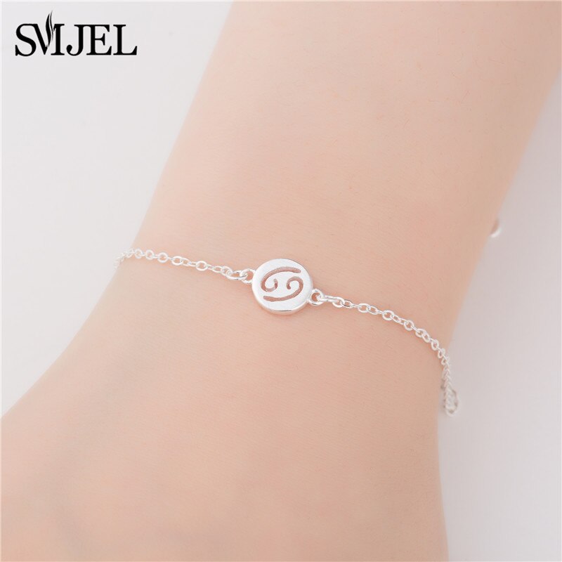 SMJEL Personalize 12 Constellation Zodiac Sign Bracelets for Women Girl Cancer Leo Virgo Libra Women Men Jewelry pulsera mujer: SL054 Cancer