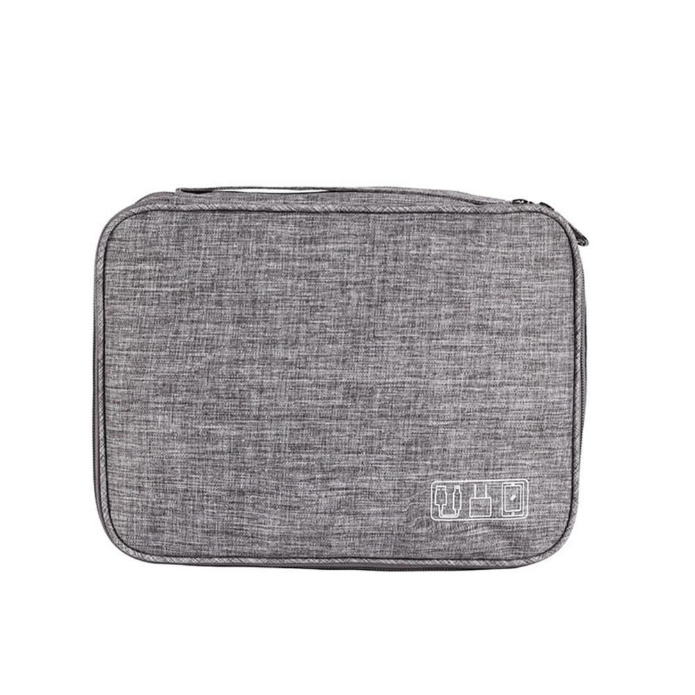 3-layer Electronics Storage Bag Gadget Organizer Multi-functional Digital Devices Organizer Data Cable Storage Case: Gray