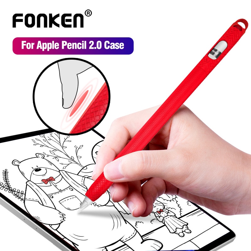 Fonken Voor Apple Potlood 2 Case Beschermhoes Stylus Pen Zachte Siliconen Sleeve Case Antislip Afneembare Nib Tip cap Anti-Fall