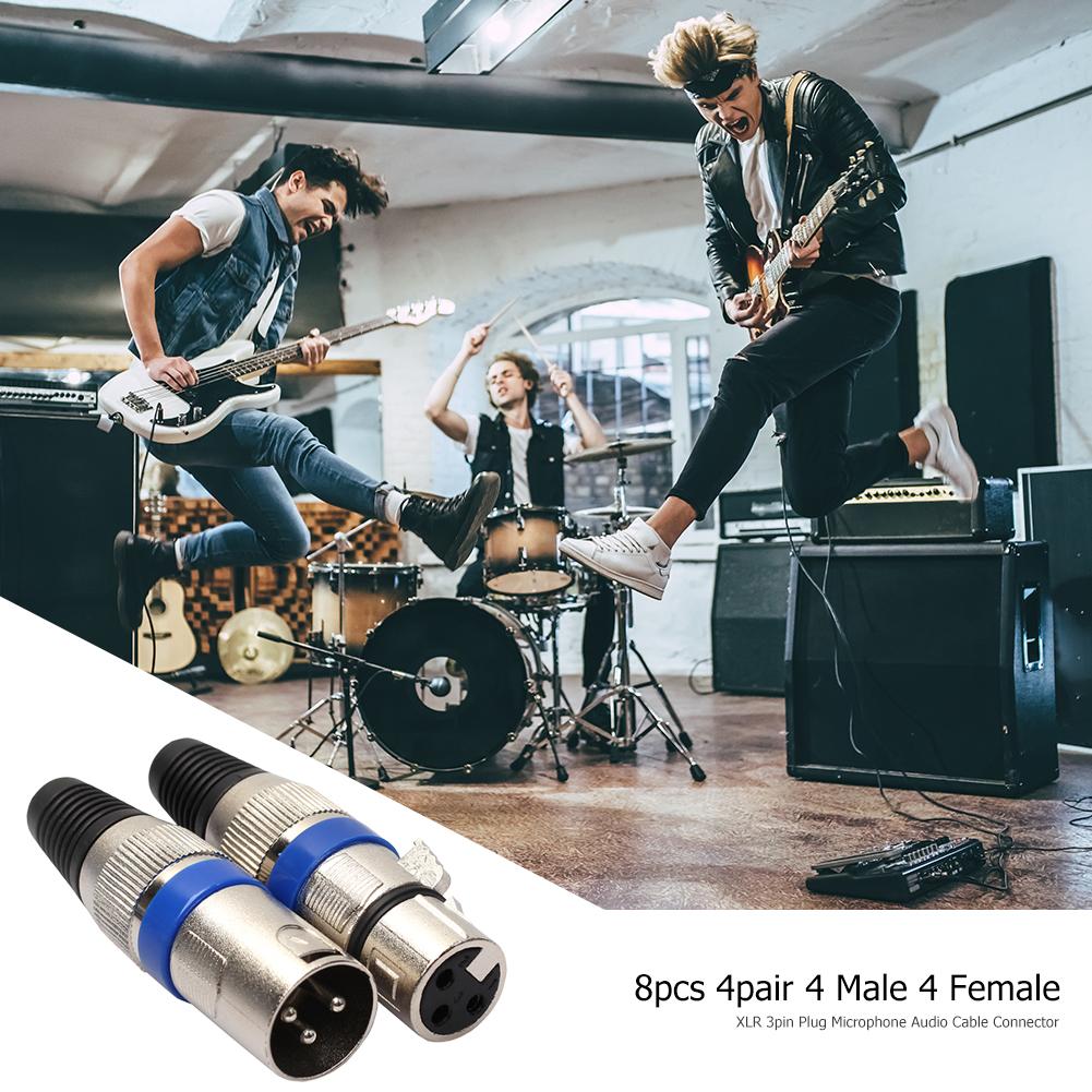 8 Stuks 4 Mannelijke 4 Vrouwelijke Xlr 3Pin Plug Microfoon Audio Kabel Connector Adapter Mini Draagbare Accessoires