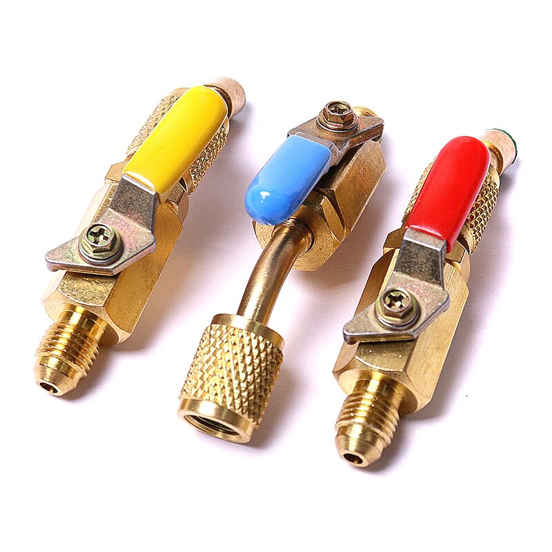 3 Pcs A/C Charging Hoses Shut Off Ball Valve AC Refrigerant for R12 R134a R410A NJ88