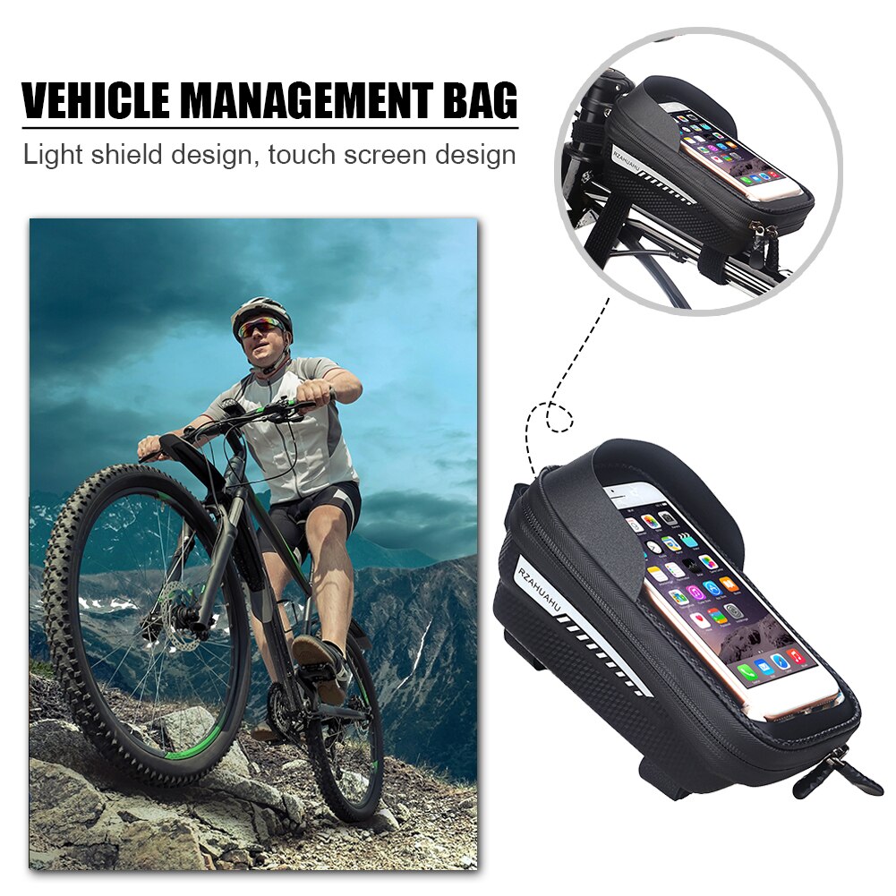 Sacoche De Selle VTT Cadre Avant étanche Téléphone Portable Bleu