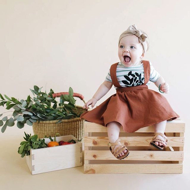 Summer Newborn Baby Girls Brown Retro Princess Strap Skirts Party Casual Tutu Overalls Suspender Skirt 6M-3Y