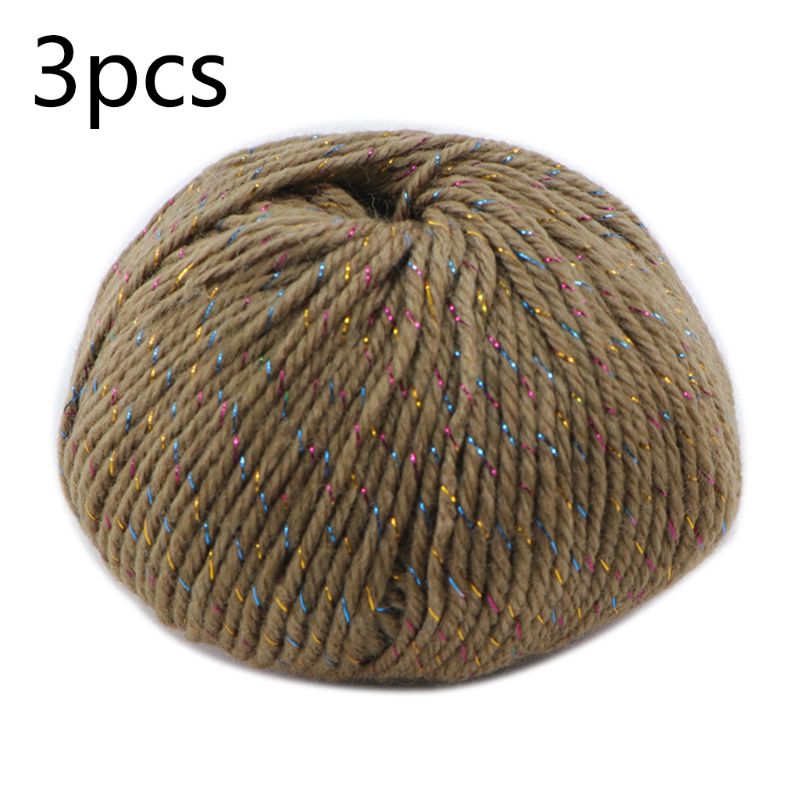 3 Roll 2 Strand Medium Thick Acrylic Fiber Hand Knitting Yarn Colorful Shiny Metallic Crochet Wool Thread for DIY Scarf: L