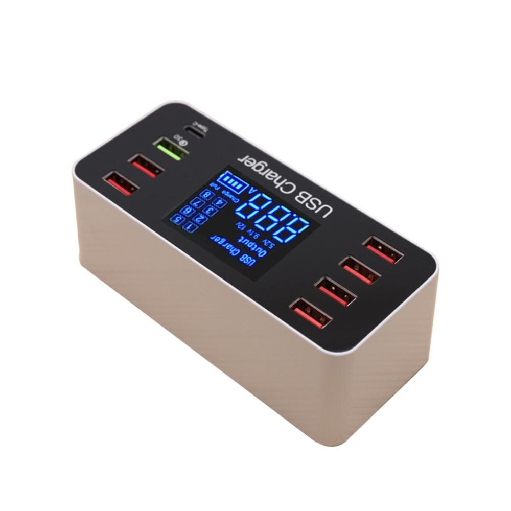 8 Hafen USB Ladegerät Schnell Ladung 3,0 Multifunktions USB Hub Ladegerät LED-anzeige Mehrere USB Telefon Universal- Ladestation: EU Schwarz