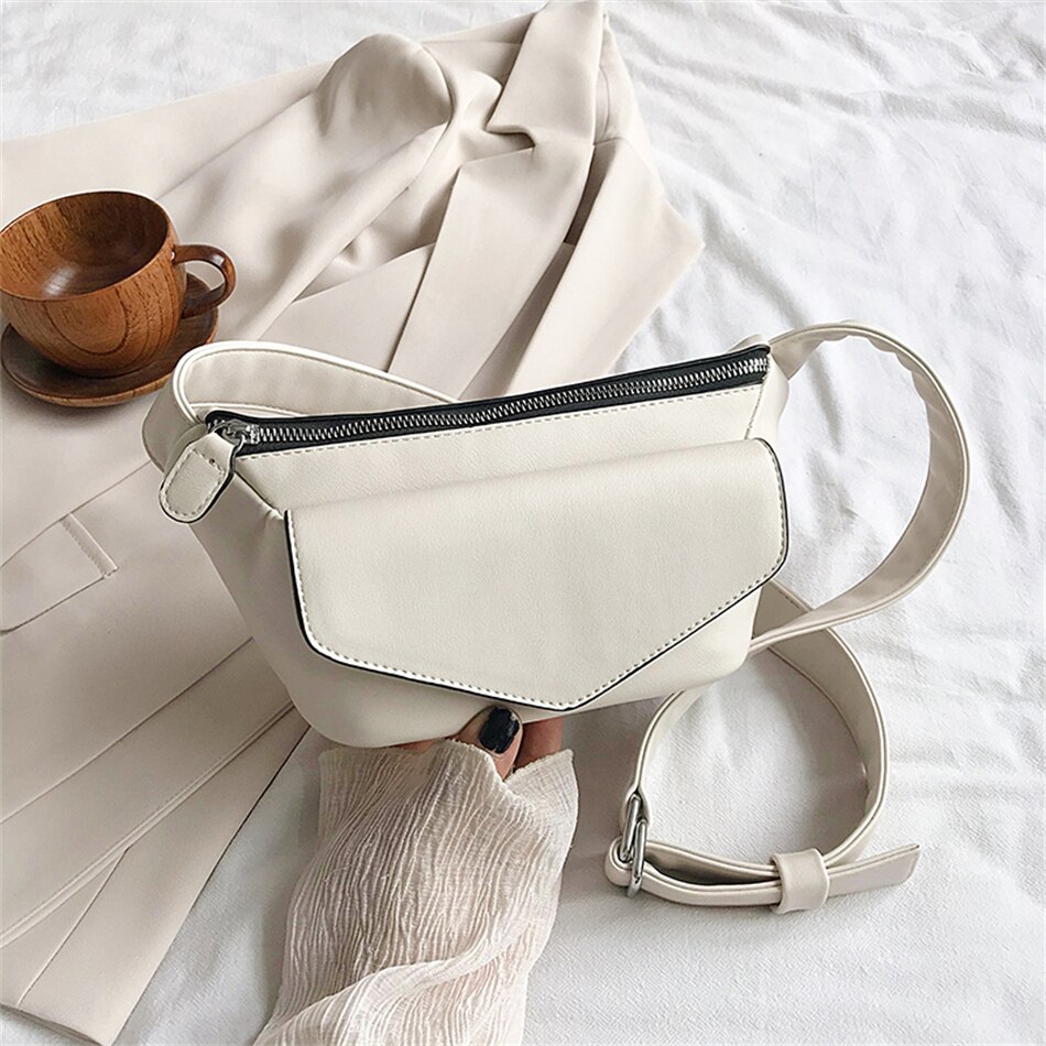 Casual Waist Bags for Women Leather Shoulder Bag Travel Small Chest Bag Female Fanny Pack Belt Purses Ladies Crossbody Bolsos: Beige waist bag