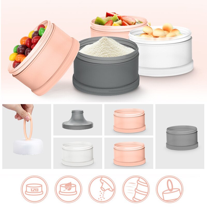 4 Layers Portable Formula Dispenser,Milk Powder Box Baby Food Storage Container Snack Cups for Toddlers,Kids Snacks Container