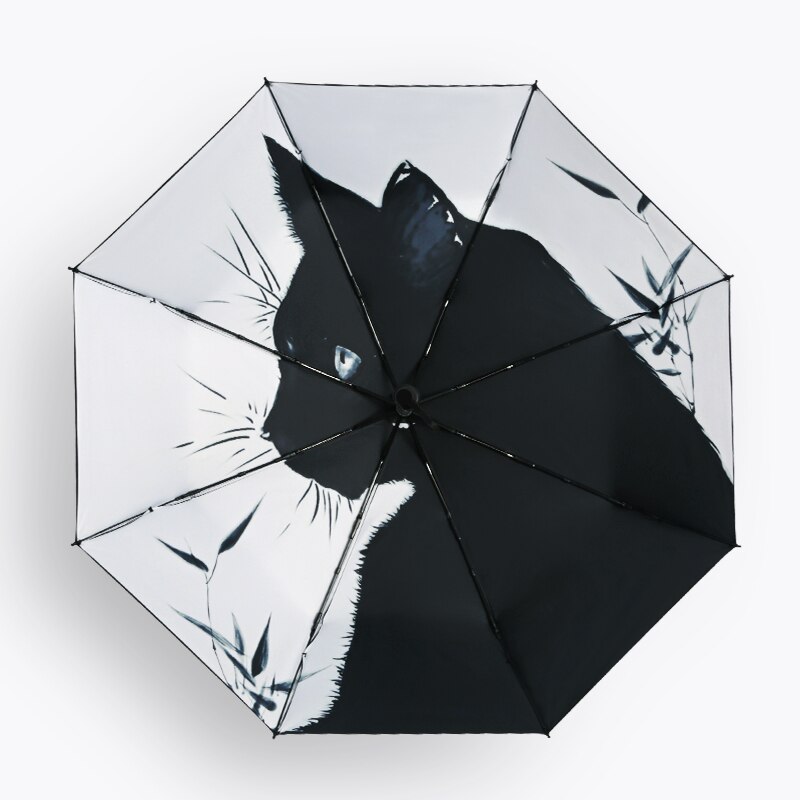 Sombrilla plegable Original para hombre y mujer, Parasol con de gato de dibujos animados UPF50 + paraguas Anti uv para estudiantes, Parapluie de equipo de lluvia para niños