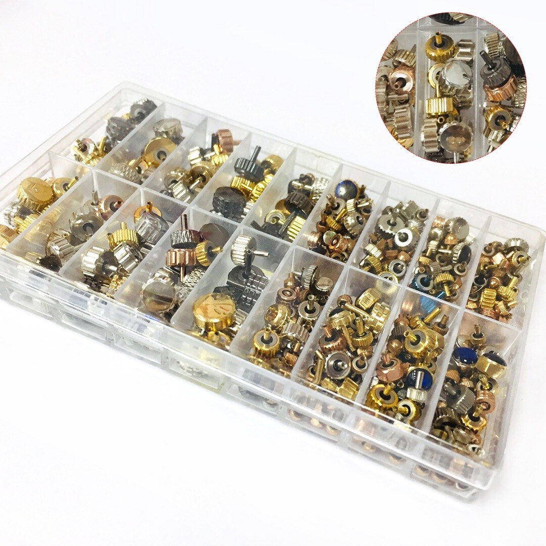 1 Box/set Horloge Kronen Onderdelen Vervanging Accessoires 3.0 ~ 7.0 Mm Koper Horloge Diverse Hoofd Quartz Horloges Crown Reparatie Onderdelen