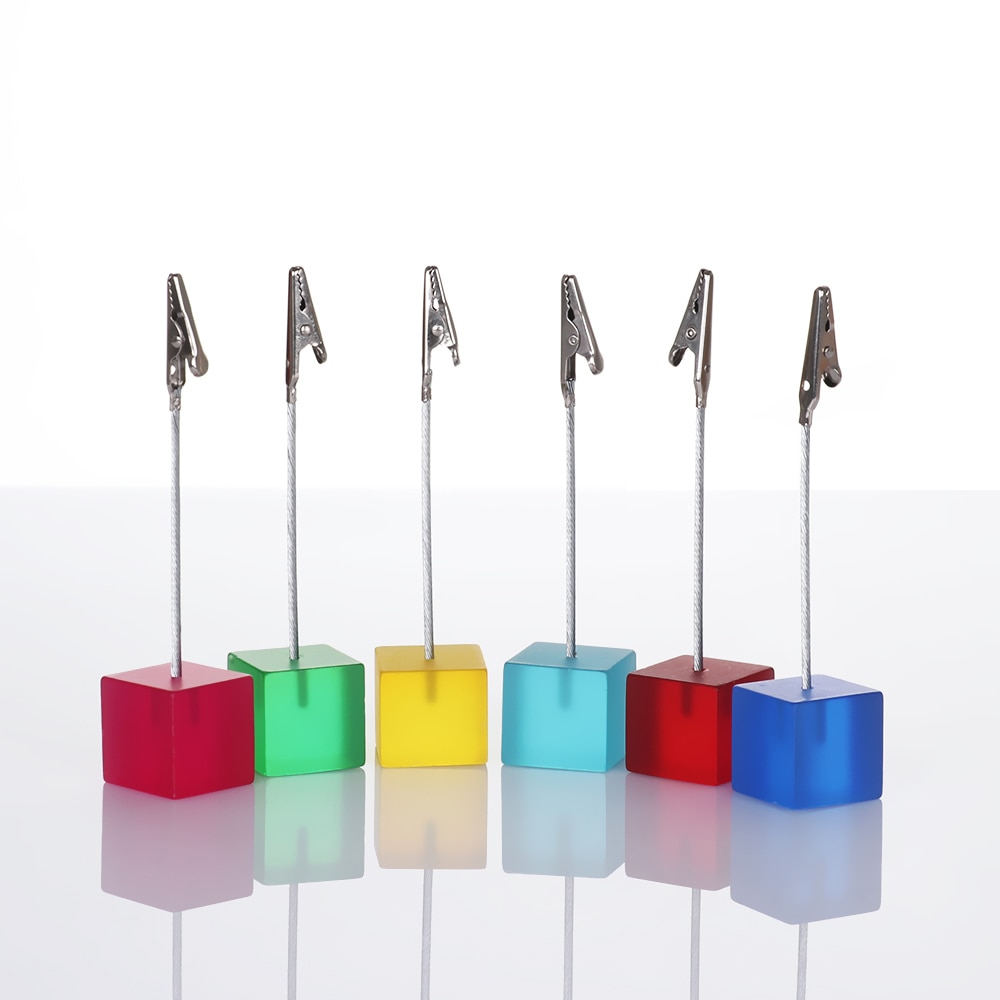 Multicolore Résine Base Carrée Photo Clip Carte Photo Mémo Photo Numérique de Table Clip De Fixation Décoration De Bureau