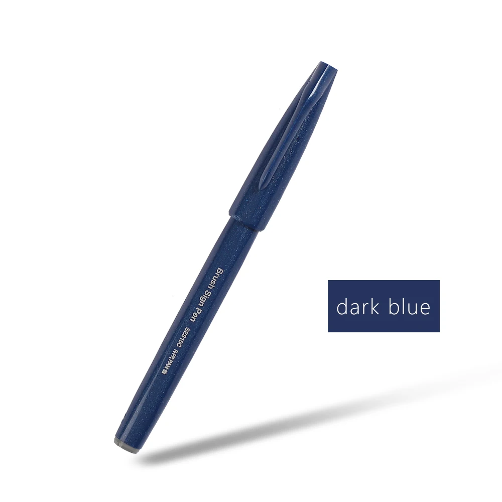 1 stücke Japan Pentel Touch Pinsel Pen-Set Pastell Farbe Kalligraphie Stifte Zeichnung Marker Schriftzug Kugel Journal Kunst Liefert: Pastel dark blue