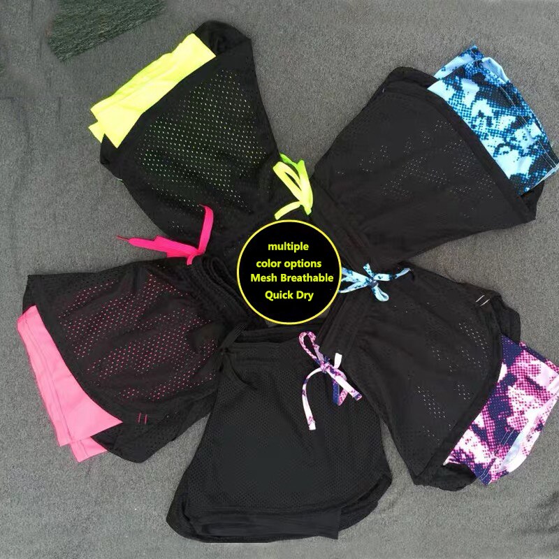 Summer Running Shorts Women 2 In 1 Marathon Quick Dry Workout Shorts Gym Sport Shorts Mesh Breathable Women Yoga Shorts