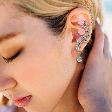 2 Stuks Creatieve Bloemvorm Strass Zoete Persoonlijkheid Romantische Gold &amp; Sliver Kleur Earring Ear Stud