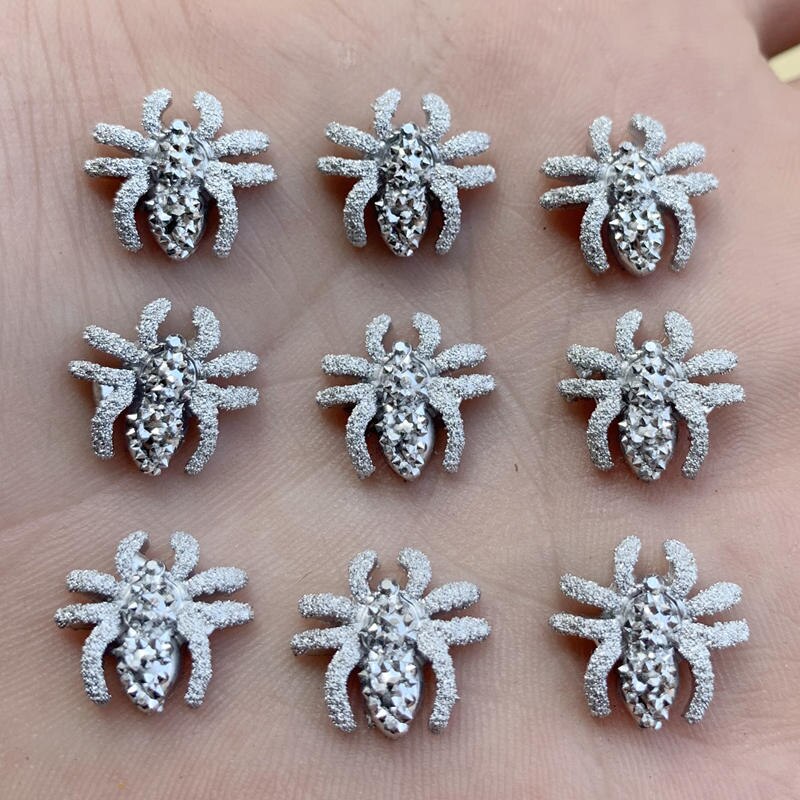 60pcs 13mm Vintage Mini Spider plat hars cabochons Rhinestone Crystal Strass Voor Kleding Sieraden Maken DIY Ambachten: B702
