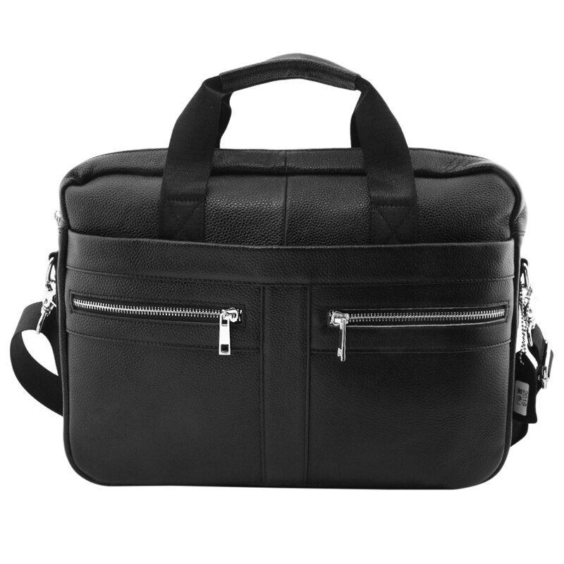 Aktetassen herentas pu leer multifunctionele messenger bags laptoptas leren aktetas: Zwart